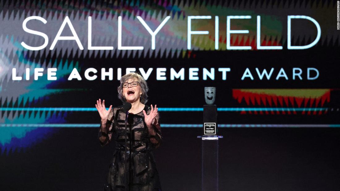 Sally Field accepts the life achievement award.