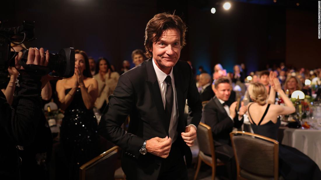 Jason Bateman walks to the stage to accept the male actor in a drama series award for &quot;Ozark.&quot;