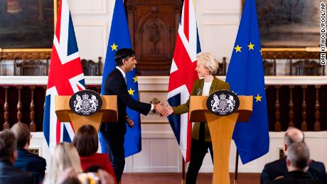 Britain&#39;s Prime Minister Rishi Sunak and EU Commission President Ursula von der Leyen announced the deal on Monday. 