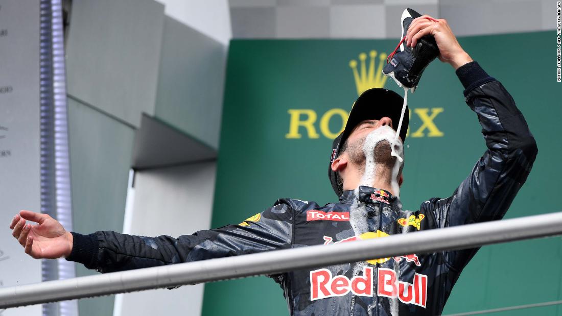 As one of the circuit&#39;s most beloved drivers, Daniel Ricciardo making the podium delighted fans even before he introduced the &quot;shoey&quot; to Formula One. The ever-smiling Aussie first celebrated that way after finishing second at the German Grand Prix in 2016, and drinking champagne out of his racing boot has become his signature celebration ever since.