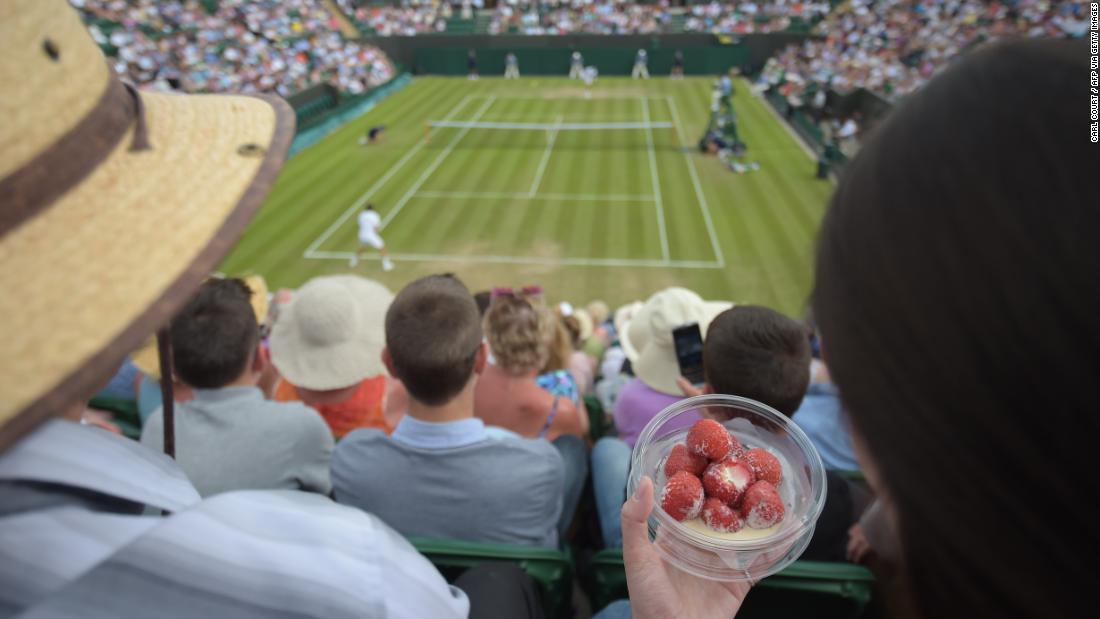 From the earliest days of the oldest grand slam in tennis, Wimbledon has been synonymous with strawberries, almost always accompanied by cream. According to organizers, 191,930 portions of the pair were consumed at the 2019 tournament. Wimbledon also has a favorite drink -- 276,291 glasses of of Pimm&#39;s and lemonade were drunk that year.
