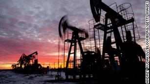 Oil pumping jacks operate in an oilfield near Russia&apos;s Neftekamsk on Nov. 19, 2020. 