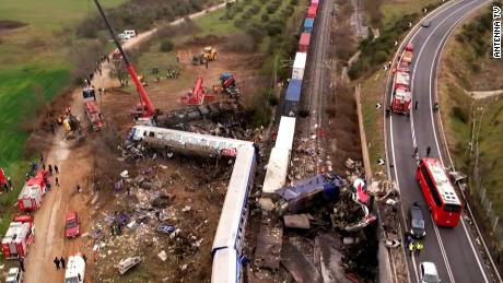 Drone footage shows scene at train crash that killed dozens