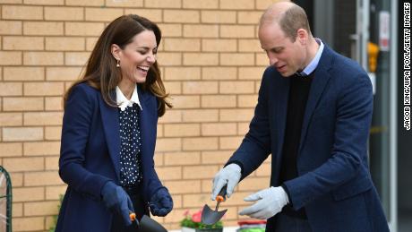 File photograph of William and Kate taking part in a gardening session during a 2021 engagement in Wolverhampton, England