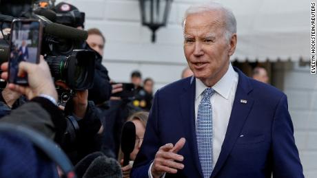 President Joe Biden speaks to the media before departing the White House for the weekend on February 24. Critics of the Willow Project say it will deal a significant blow to Biden&#39;s climate credibility after he pledged in his campaign to end new oil drilling on federal land.  