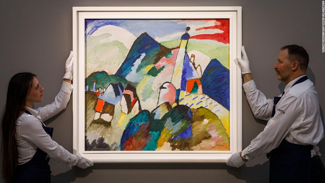 Kandinsky painting recovered by Holocaust victims’ heirs sets auction record at nearly $45 million