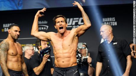 Jake Gyllenhaal appeared at the UFC 285 weigh-in to shoot scenes for his upcoming movie &#39;Roadhouse.&#39;