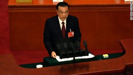 Chinese Premier Li Keqiang speaks during the opening session of China&#39;s National People&#39;s Congress (NPC) at the Great Hall of the People in Beijing, Sunday, March 5.