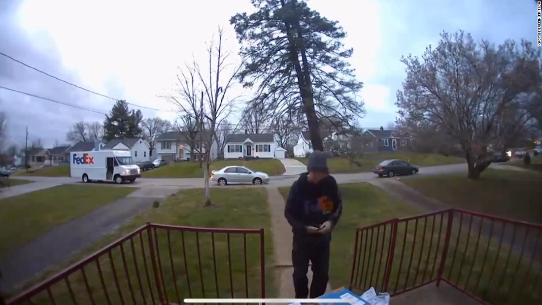 Delivery driver heard a creaking sound behind him. Watch what happens next