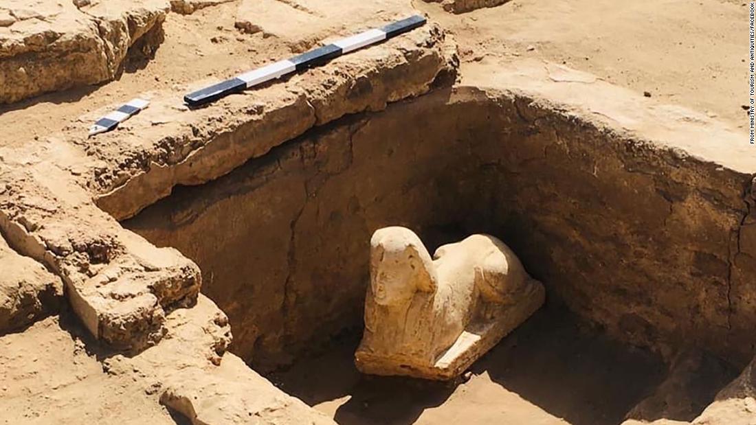 Archaeologists uncover sphinx-like statue and shrine in Egypt