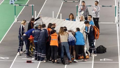 Llopis was treated on the track before being taken to hospital.