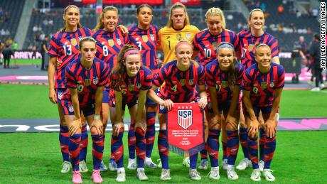 USWNT players pose prior to the match against Canada as part of the 2022 Concacaf W Championship at BBVA Stadium on July 18, 2022 in Monterrey, Mexico.