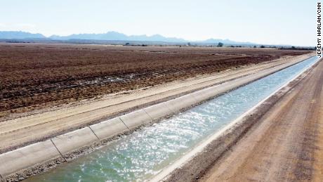 An irrigation canal adjacent to the Greenstone Management Partners property in Cibola, Arizona.
