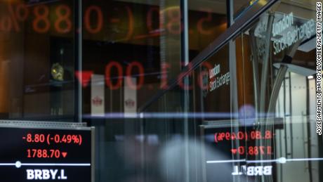 A FTSE share index board in the atrium of the London Stock Exchange Group&#39;s offices in London, UK, on Friday, August 12, 2022.
