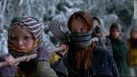 (From left) Samantha Hanratty and Liv Hewson in a scene from the Season 2 trailer for Showtime&#39;s &#39;Yellowjackets.&#39;