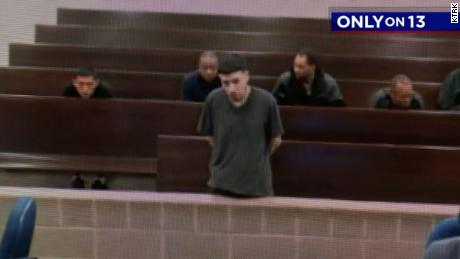 Abraham Bravo Segura, seen in court on March 9, 2023. CNN affiliate KTRK reports the victim told authorities that he held her at gunpoint, threatened to kill her and she couldn&#39;t escape.