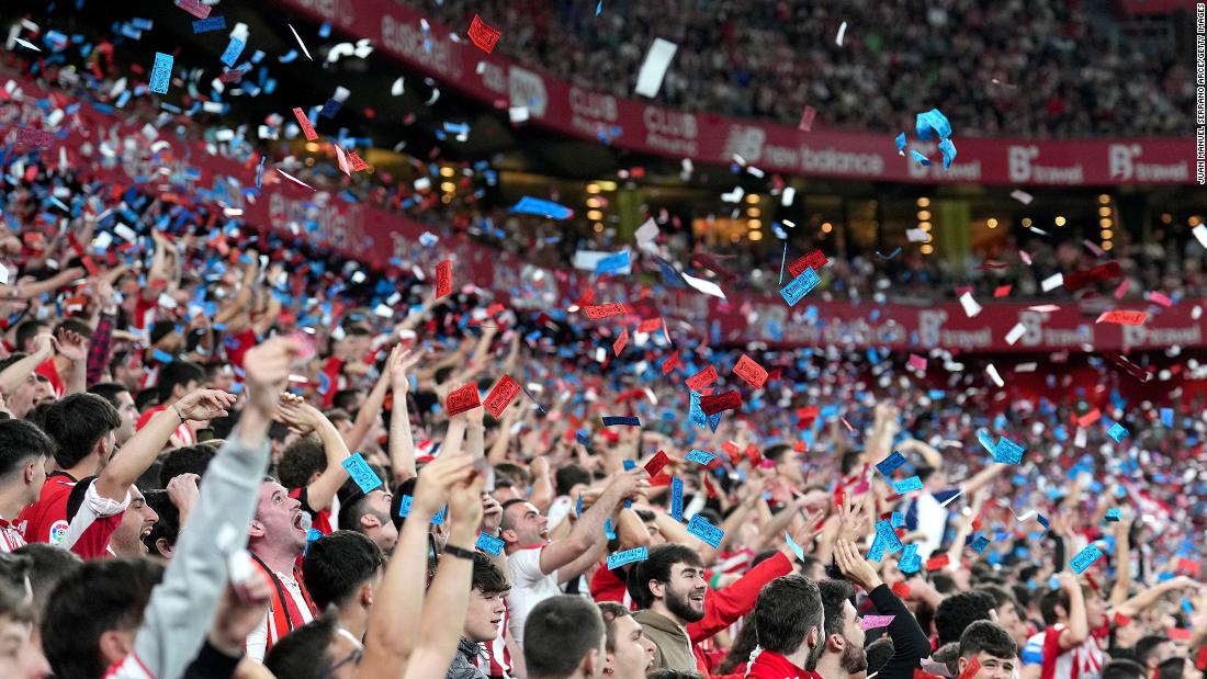 Athletic Bilbao fans protest improper payment allegations against Barcelona during La Liga game