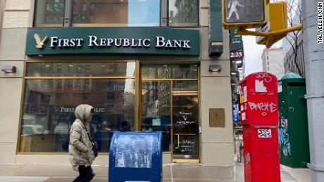 The exterior of a First Republic Bank branch is seen on Broadway on the Upper West Side in New York City, on March 13, 2023.