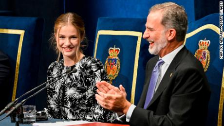 Crown Princess Leonor, pictured with her father King Felipe