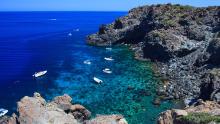 View of Pantelleria coast famous island in Sicily