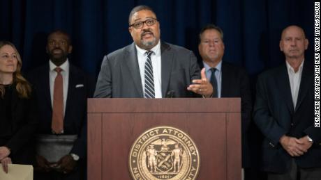 Alvin Bragg, the Manhattan district attorney, speaks during a news conference in New York, Oct. 19, 2022.