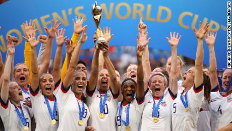 USWNT celebrates winning the Women&#39;s World Cup in 2019. 