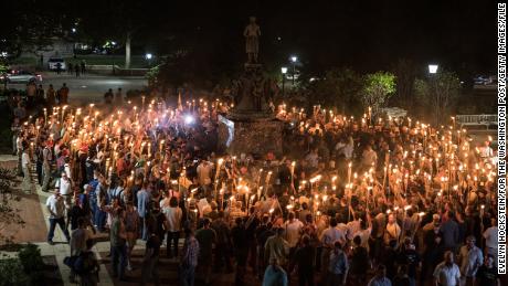 White nationalists and White supremacists at the 2017 &quot;Unite the Right&quot; rally in Charlottesville, Virginia, chanted slogans including &quot;Jews will not replace us.&quot;