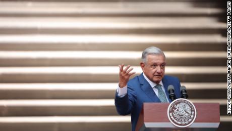 MEXICO CITY, MEXICO - JANUARY 10:  President of Mexico Andres Manuel Lopez Obrador speaks during a message for the media as part of the &#39;2023 North American Leaders&#39; Summit at Palacio Nacional on January 10, 2023 in Mexico City, Mexico. President Lopez Obrador, USA President Joe Biden and Canadian Prime Minister Justin Trudeau gather in Mexico from January 9 to 11 as part of the 10th North American Leaders&#39; Summit. The agenda includes topics on the climate change, immigration, trade and economic integration, security among others. (Photo by Hector Vivas/Getty Images)