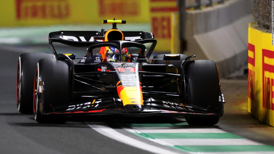 NextImg:Sergio Perez wins the Saudi Arabia Grand Prix, leading home another Red Bull one-two