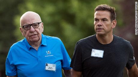 (L to R) Rupert Murdoch, executive chairman of News Corp and chairman of Fox News, and Lachlan Murdoch, co-chairman of 21st Century Fox, walk together as they arrive on the third day of the annual Allen &amp; Company Sun Valley Conference on July 13, 2017 in Sun Valley, Idaho. 