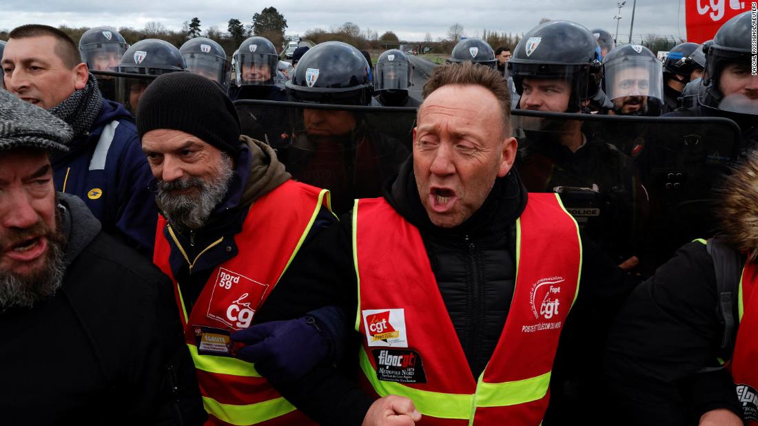 French unions hold first national strike since government rammed through pension reform