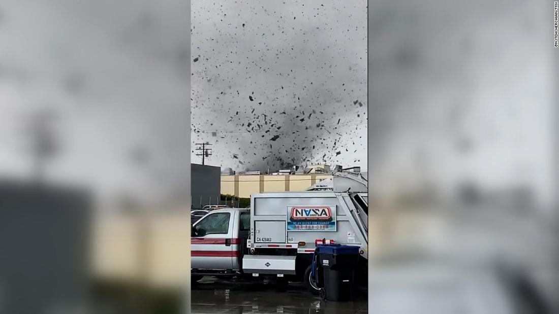 Rare tornado tosses debris near Los Angeles