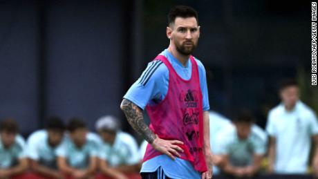 Lionel Messi in training ahead of Argentina&#39;s match against Panama.
