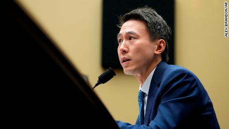 TikTok CEO Shou Zi Chew testifies during a hearing of the House Energy and Commerce Committee, on the platform&#39;s consumer privacy and data security practices and impact on children, Thursday, March 23, 2023, on Capitol Hill in Washington.