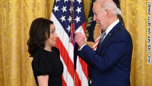 TOPSHOT - US President Joe Biden awards actress Julia Louis-Dreyfus with the 2021 National Medal of Arts during a ceremony in the East Room of the White House in Washington, DC, March 21, 2023. (Photo by SAUL LOEB / AFP) (Photo by SAUL LOEB/AFP via Getty Images)