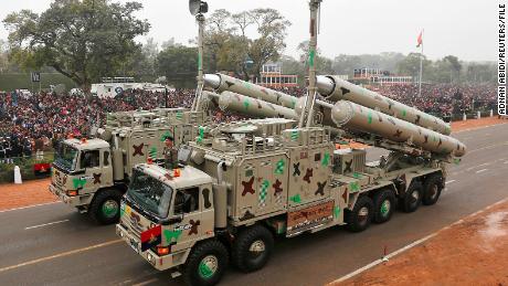Indian Army&#39;s BrahMos weapon systems are displayed during a rehearsal for the Republic Day parade in New Delhi on January 23, 2015. BrahMos is a joint India-Russia venture.