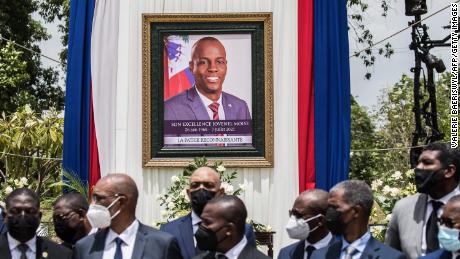 Officials attend a ceremony in honor of late Haitian President Jovenel Moise at the National Pantheon Museum in Port-au-Prince, Haiti, on July 20, 2021.