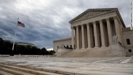 A view of the U.S. Supreme Court building on the first day of the court&#39;s new term in Washington, DC, on October 3, 2022. 