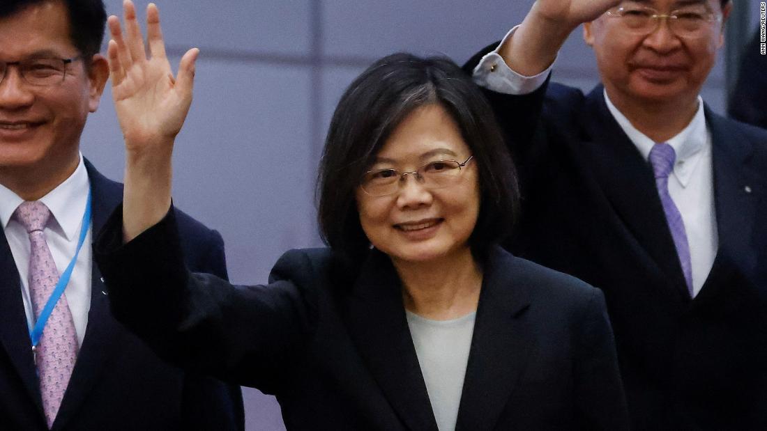 Taiwan President Tsai Ing-wen leaves for New York to begin a trip to Central America