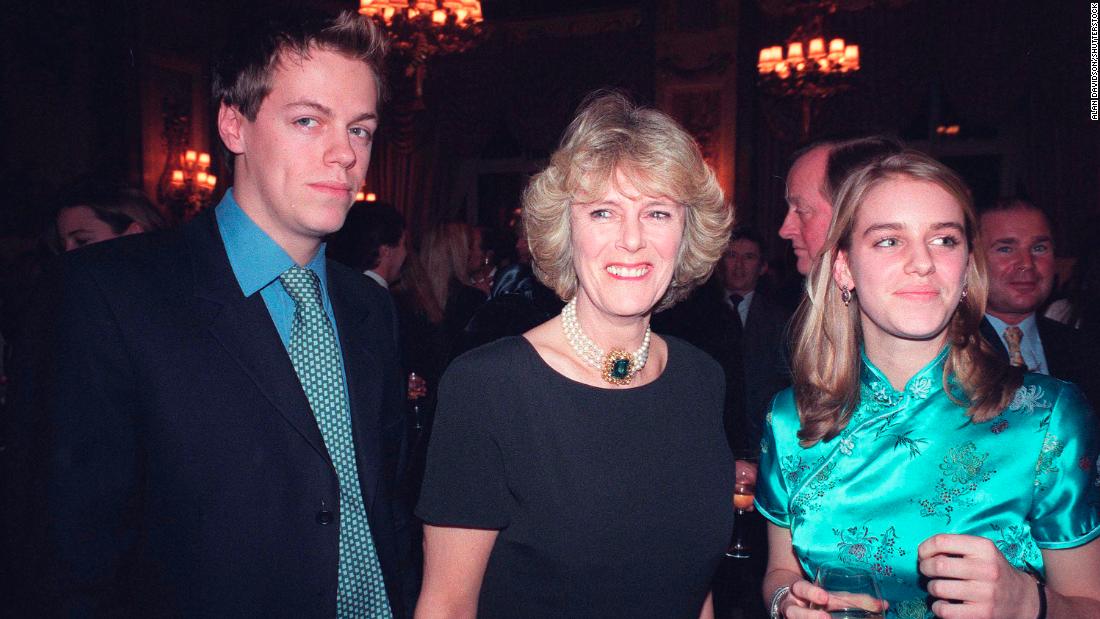 Camilla attends an event in 1996 with her children, Tom and Laura.