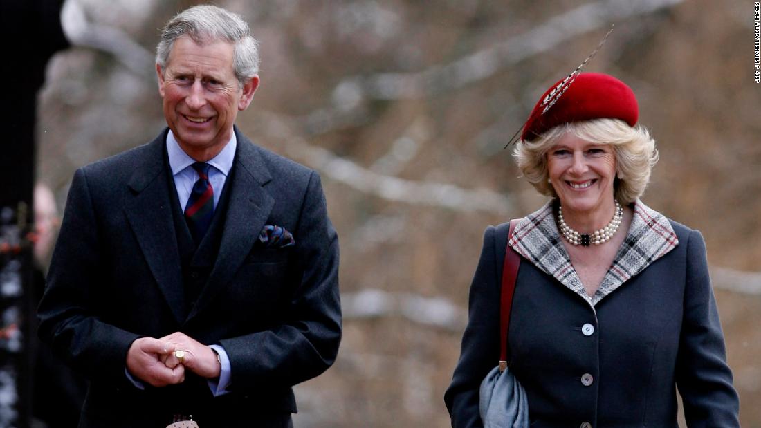 Charles and Camilla arrive at a church in Ballater, Scotland, in 2006. They were celebrating their first wedding anniversary.