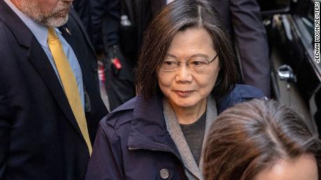Taiwan&#39;s President Tsai Ing-wen leaves the Lotte Hotel in Manhattan in New York City on March 29, 2023.