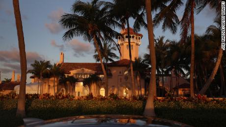 The exterior of former President Donald Trump&#39;s Mar-a-Lago home is seen on March 23, 2023 in Palm Beach, Florida.