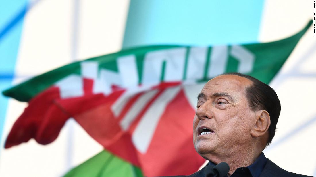 Berlusconi speaks during a rally in Rome in 2019.