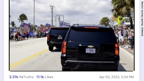 Trump posts video from his motorcade while en route to New York for his arraignment