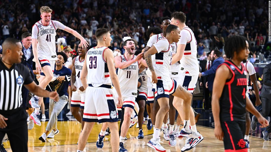 UConn celebrates after the final whistle.