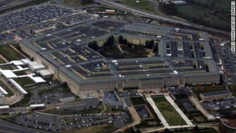 The Pentagon is seen from a flight taking off from Ronald Reagan Washington National Airport in Arlington, Virginia, on November 29, 2022.