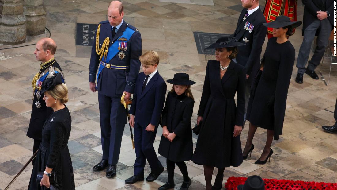 William and Catherine walk with Prince George and Princess Charlotte at the &lt;a href=&quot;http://www.cnn.com/2022/09/19/uk/gallery/queen-elizabeth-ii-funeral/index.html&quot; target=&quot;_blank&quot;&gt;state funeral of Queen Elizabeth II&lt;/a&gt; in September 2022.