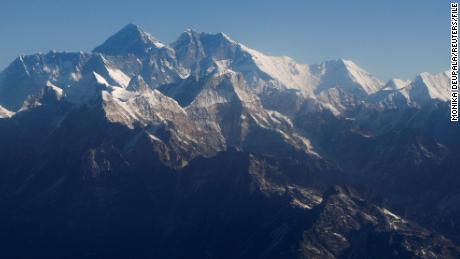 Mount Everest, the world highest peak, and other peaks of the Himalayan range  seen through an aircraft window during a mountain flight from Kathmandu, Nepal January 15, 2020. 
