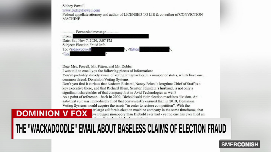 The “Wackadoodle” email accusing Dominion of voter fraud – CNN Video